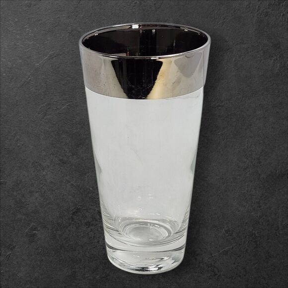 Set of 8 Dorothy Thorpe Silver Band Highball Glasses Vintage MCM Barware - Picture 6 of 8